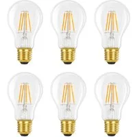 ZMH LED-Leuchtmittel E27 A60, Vintage Edison Glühbirne 4W, 2700K warmweiß, E27, 6 St., warmweiß, Filament klar, Retro LED-Lampe