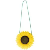 Boland Handtasche Hippie Sonnenblumen Tasche Fasching Karnevalskostü, Grüne Umhängetasche mit großer, greller Sonnenblume
