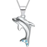Goldene Hufeisen Kette und Anhänger Set Damen Mädchen Kinder Delfin Anhänger mit Kette aus 925 Sterling Silber (2-tlg, inkl. Etui), Rhodiniert