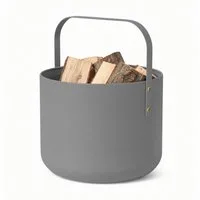 LIVLIG Kaminholzkorb Holzkorb Metall, Brennholzkorb, Kaminzubehör, Aufbewahrungskorb, elegantes Design, robustes Metall, stabiler Henkel, vielseitig nutzbar