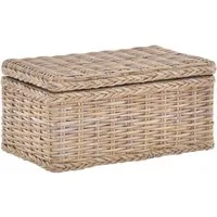 Krines Home Spielzeugtruhe Spielzeugtruhe Wäschetruhe Allzweck-Korb Griffen aus echtem Rattan, verschiedene Größen Truhe Aufbewahrung Box