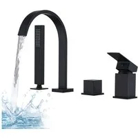 HOMELODY Badarmatur 4 Loch Handbrause Badewannen Armatur Set Wannenrandarmatur Badarmatur Präzise Temperatursteuerung und Flexibler Edelstahl-Schlauch