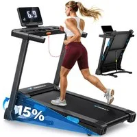 MERACH Laufband Elektrisches Laufband, Klappbares Laufband für Zuhause bis 12 km/h (2.5HP Steigung Walking Laufband, Leiser Motor, mit LED-Anzeige, APP und Tablet Holder), Herzfrequenzmessung, für Zuhause und Büro, Belastbarkeit bis 136kg