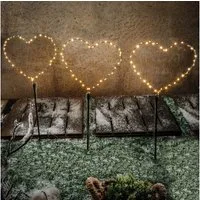 esotec LED Gartenleuchte Solar Weihnachtsdeko Herztrio H73cm 40LEDs 2800K warmweiß außen 102583, LED fest integriert