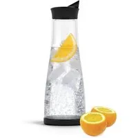 elasto Wasserkaraffe 1 Liter Karaffe mit Deckel und praktischem Ausgießer für zu Hause