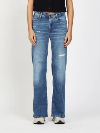 GANG Damen Jeans 94AMELIE WIDE - wide fit Jeans destroyed midblue