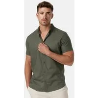 Indicode Kurzarmhemd Herren INBravida Herrenhemd Kurzarm aus einem leichtem Leinenmix, mit Button-Down-Kragen