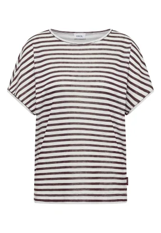 CECIL - T-Shirt mit Boatneck und Streifen rich burgundy - Gr. - M