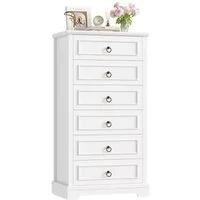 HOMECHO Hochkommode, 131cm Hoch Kommode mit 6 Schubladen, Weiß