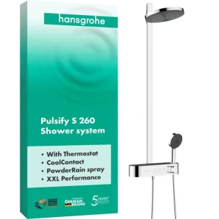 hansgrohe Pulsify S Showerpipe 24240000 mit Brausethermostat Shower Tablet Select 400, chrom