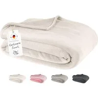 Wohndecke Kuscheldecke Flauschig Fleecedecke 150x200 180x220 Sofa Couch Decke, Carpe Sonno, Super Softe Sofadecke Überwurf Tagesdecke Beige Creme