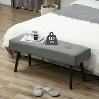 HOMCOM Polsterbank mit Cordbezug, Metallbeine (Schuhbank, 1-St., getuftete Bettbank), für Schlafzimmer, Wohnzimmer, Flur 100 x 36 x 45 cm Grau