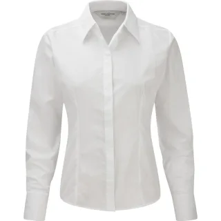 Russell Collection - Popeline-Bluse mit langen Ärmeln - Damen (Weiß)