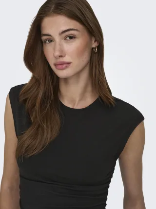 ONLY - ONLMIRA CAPSL RUCHING TOP JRS NOOS Black - Gr. - L