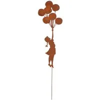 UNUS GARDEN Gartenstecker Roststecker Mädchen mit Ballons klein (1-St., Höhe: 70 cm) Gartendeko, Gartenstecker, Roststecker aus metall
