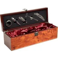 BRUBAKER Sommelier-Set 6-in-1 Barzubehör Kit mit Weinkiste - Edelholz Optik, (Wein Geschenkset, 1 tlg., Ausgießer + Flaschenstopfen + Weinthermometer + Tropfring), Sommelier Dekantier Set aus Edelstahl