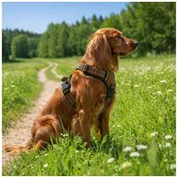 belviona Y-Geschirr gepolstert, reflektierend & verstellbar, Größe S, braun, Nylon, Anti-Zug Hundegeschirr mit Brustring & Kontrollgriff
