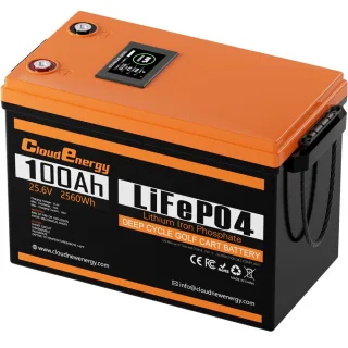 [EU Direct] Cloudenergy 25.6V 100Ah LiFePO4 Battery Pack LCD Screen Bluetooth Connect, 2560Wh Energy, 6000+ Cycles, Buil