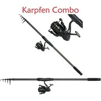 DAM Fishing Karpfenrute SET DAM Tele Karpfenset Profi "Charger Tele Carp FD Combo" 3,60m, Schwarz Design