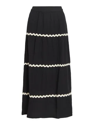 VILA - VIMANDA WAVY HW MAXI SKIRT/1 Black Beauty - Gr. - 34