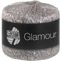 LANA GROSSA GLAMOUR Häkelwolle, 115 m (Beilaufgarn mit Pailletten für funkelnde Akzente), 25 g