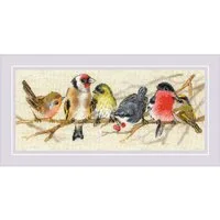 Riolis Kreativset Kreuzstich Stickpackung "Vögel auf dem Ast", Zählmuster, 35x15cm, (embroidery kit by Marussia)