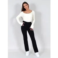 ESRA Straight-Jeans Stretch-Jeans Damen High Waist Jeans Straight Leg Hose Regular G3 Straight Fit Jeans Damen High Waist Gerade Schnitt Jeans bis Übergröße