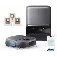 eufy Saugroboter C28 15000 Pa Turbo-Saugkraft,50°C-Heißlufttrocknung, 60 W, mit Beutel, HydroJet delbstreinigende Wischrolle, Omni-Station, Anti-Verwicklung