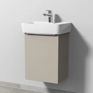 Sanipa 3way Waschtischunterbau zu Geberit Renova Plan Waschtisch mit 1 Tür, Kaschmir-Matt UP8701U