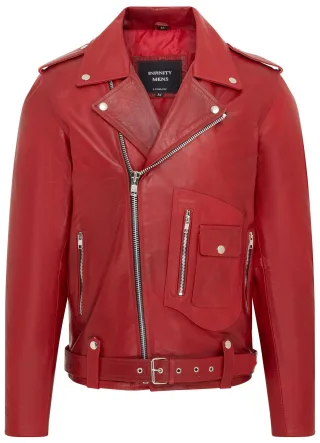Brando-Bikerjacke aus rotem Rindsleder für Herren - Pargas