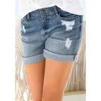 Buffalo Jeansbermudas aus bequemer Baumwollqualität mit Destroyed-Effekten, Shorts zum Krempeln, kurze Hose, Sommerhose