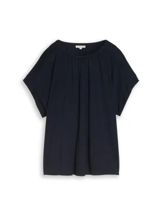 Tom Tailor - T-Shirt mit Raffungen sky captain blue - Gr. - M