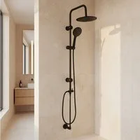 Faizee Möbel Duschsystem Duschsystem Regendusche Schwarz Rund inkl. Duschsäule