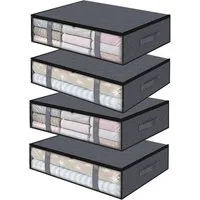 TUWENA Unterbettkommode 4 Pack Unterbettkommoden mit Sichtfenster, Faltbare Kleiderbeutel