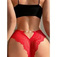Elegant Love Slip Romantische Dessous – Sinnlicher Tanga & Unterwäsche Sexy V-String mit Spitze & Herzdetail – Elegante Damenwäsche
