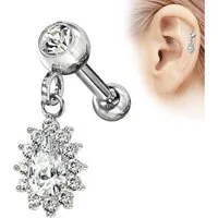 Taffstyle Piercing-Set Helix Tragus Ohr Knorpel mit Kristall Tropfen Anhänger, Stecker Glitzer Lippe Nasen Cartilage Helix Labret Nasenpiercing