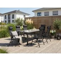 KONIFERA Garten-Essgruppe »Melbourne«, (Set, 7-tlg., 7-tlg. Tischgruppe), mit ausziehbarem Tisch 163 - 213cm und verstellbaren Stühlen