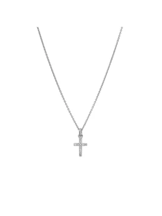 Lyomi Anhänger 585/- Weißgold Kreuz 11 synth. Diam. 0,09ct.