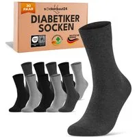 sockenkauf24 Diabetikersocken ohne Gummibund & ohne Naht aus Baumwolle (30-Paar) Diabetiker Socken mit Komfortbund ohne Gummi für Damen & Herren
