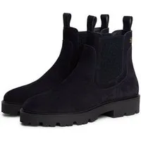Tommy Hilfiger TH MONOGRAM SUEDE CHELSEA BOOT Chelseaboots Blockabsatz, Schlupfboots, Stiefelett mit TH-Schmuckelement