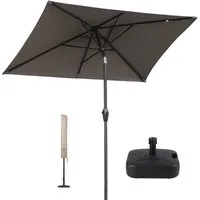 Sekey Sonnenschirm 210 x 140 cm Aluminum Sonnenschirm Rechteckig Marktschirm mit Kurbel, LxB: 210,00x140,00 cm, mit/ohne LED-Lichtern, Sonnenschutz UV50+, Gartenschirm Knickbar