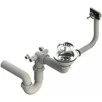 QLS Siphon Einbecken Manuell, 3 1/2 Zoll Ablauf für Einbecken Kunststoff