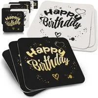 Funke & Brand Bierdeckel Geburtstag "Happy Birthday" – 50er Set in Schwarz-Gold