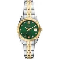 Fossil Quarzuhr Scarlette ES5388, Armbanduhr, Damenuhr, Edelstahlarmband, analog, Tag, Glassteine