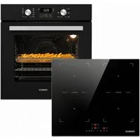KB Elements Backofen-Set Einbaubackofen 60 cm mit 4-Zonen Induktionskochfeld 60cm, Steam Clean, Air Fry, Steam Clean, Circle Fan Heater, 2 x Flexzonen