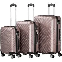 Zelsius Kofferset Koffer Set 3 Stück, Rosé, ABS Hartschalenkoffer mit Schloss, 4 Rollen, (Set, Kofferset)