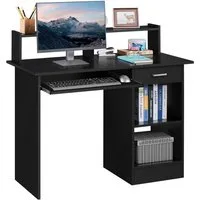 Yaheetech Schreibtisch Computertisch Laptoptisch, Bürotisch mit Schublade & Verstellbarem Ablagefach