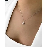 DANIEL CLIFFORD Kette mit Anhänger 'Helia' Damen Halskette Silber 925 Sonne Anhänger Kristall (inkl. Verpackung), feine Silberkette, größenverstellbare Kette mit Sonnenanhänger