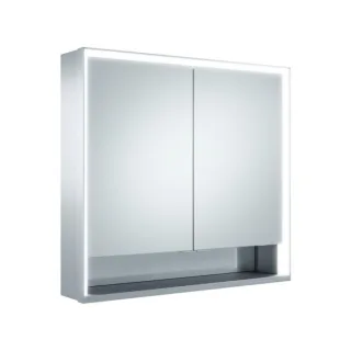 Keuco Royal Lumos Spiegelschrank 14307171304 700 x 735 x 165 mm, Wandvorbau, silber eloxiert, 2 kurze Türen, Spiegelheizung
