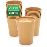 wisefood Einwegbecher 50-tlg., Bio-Pappbecher, 300, 50-tlg., Papier